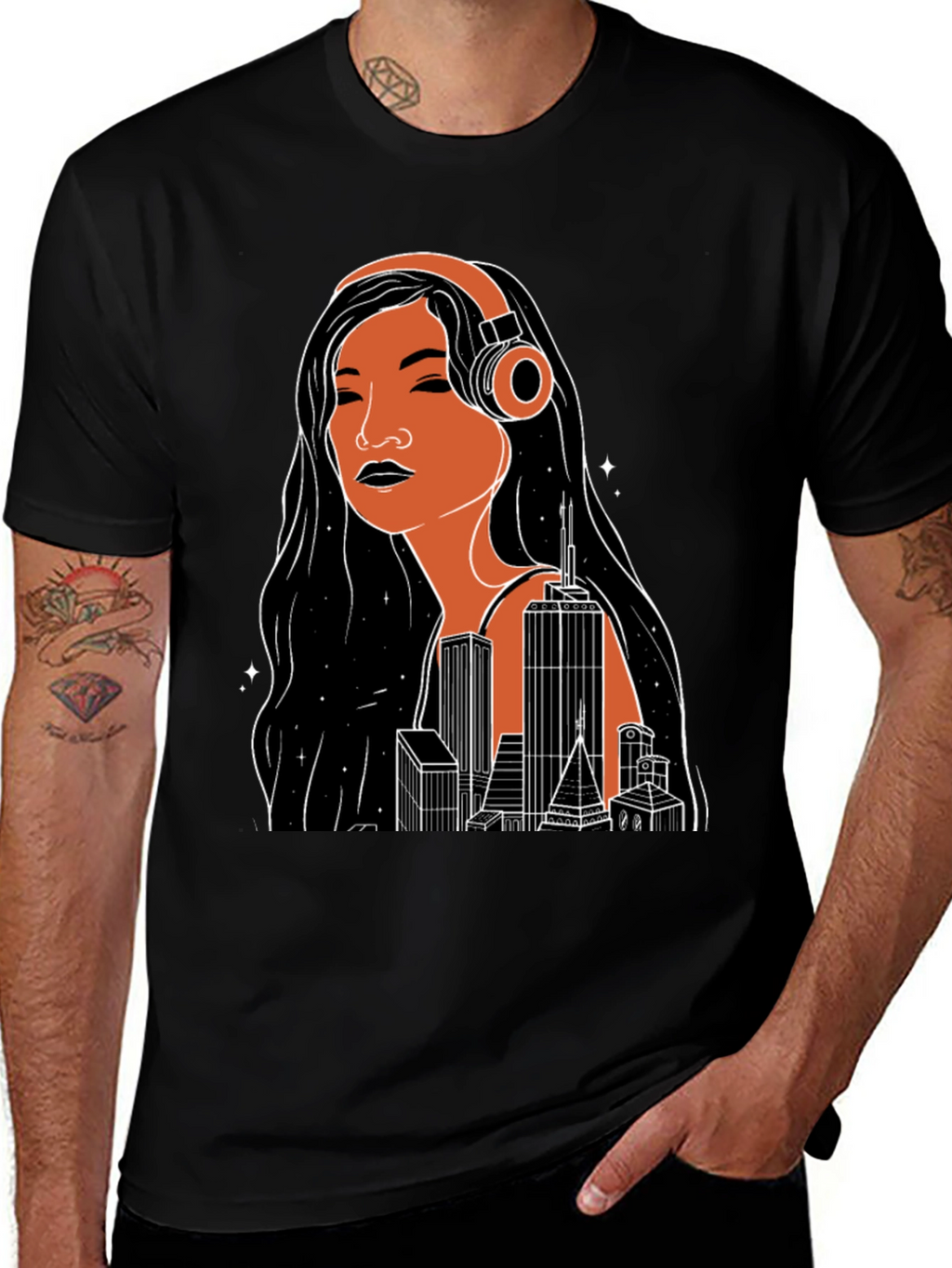 Urban Beats Graphic Tee - Cityscape Woman