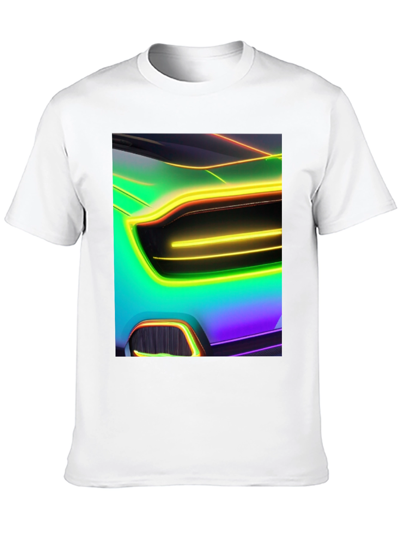 Neon Car T-Shirt - Black Cotton Graphic Tee