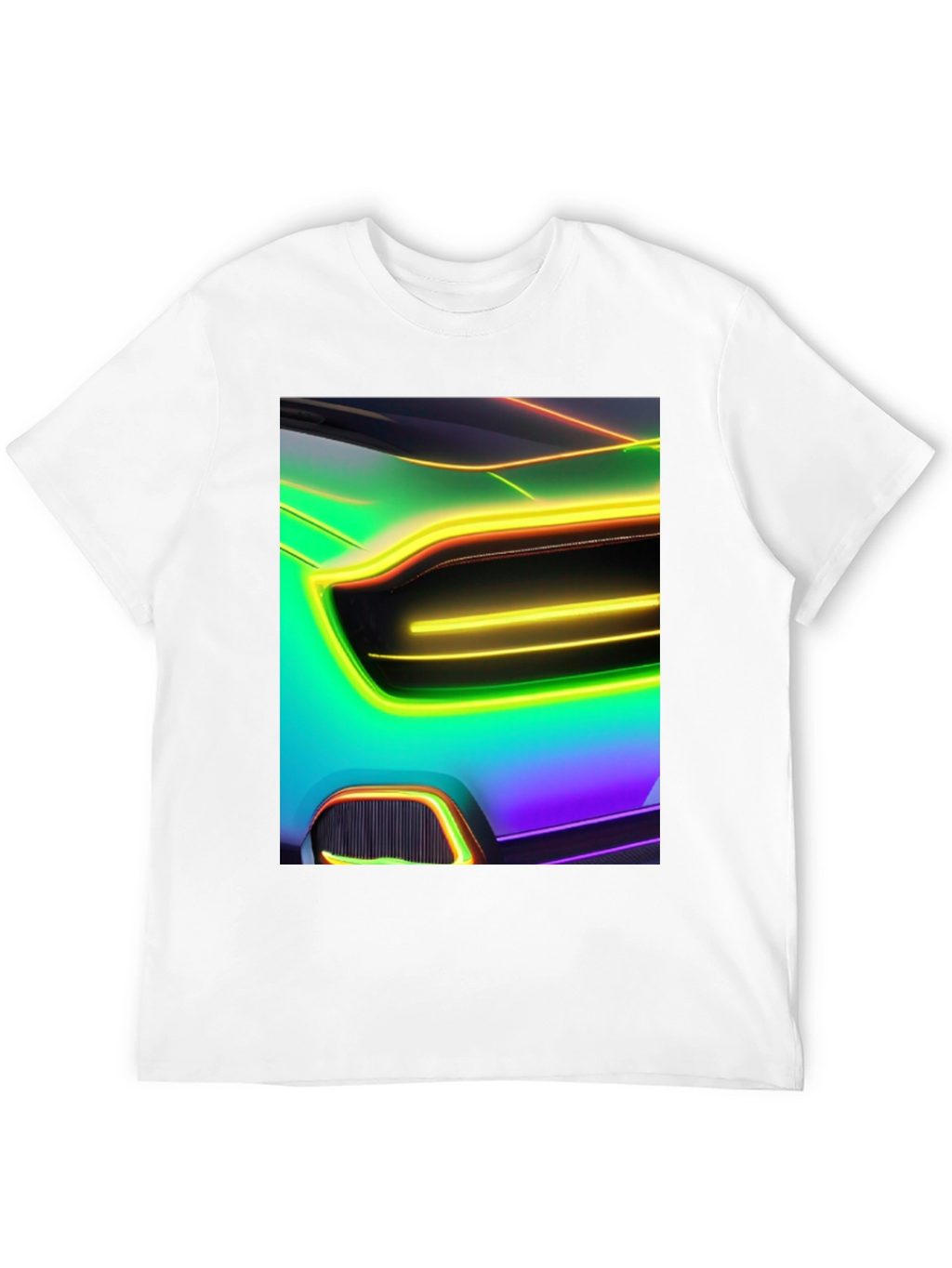 Neon Car T-Shirt - Black Cotton Graphic Tee