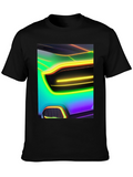 Neon Car T-Shirt - Black Cotton Graphic Tee