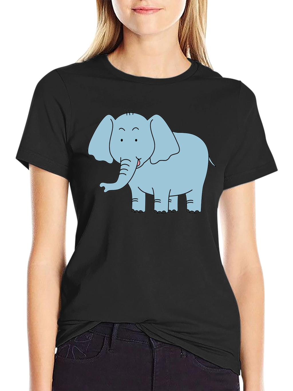 Cute Elephant Graphic T-Shirt - Black Unisex Tee