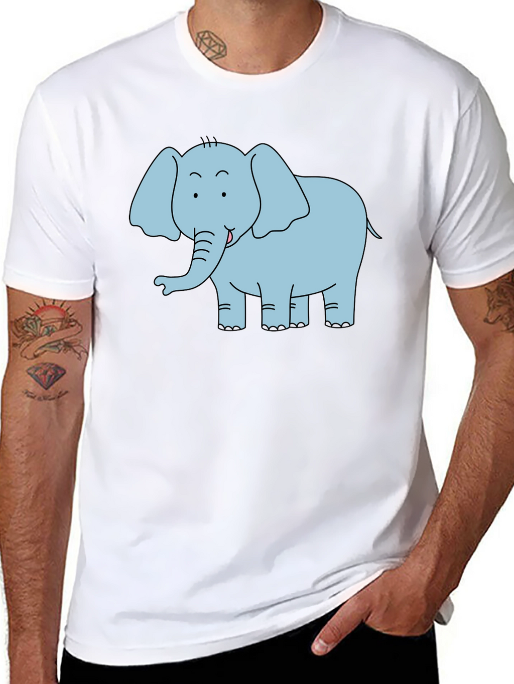 Cute Elephant Graphic T-Shirt - Black Unisex Tee