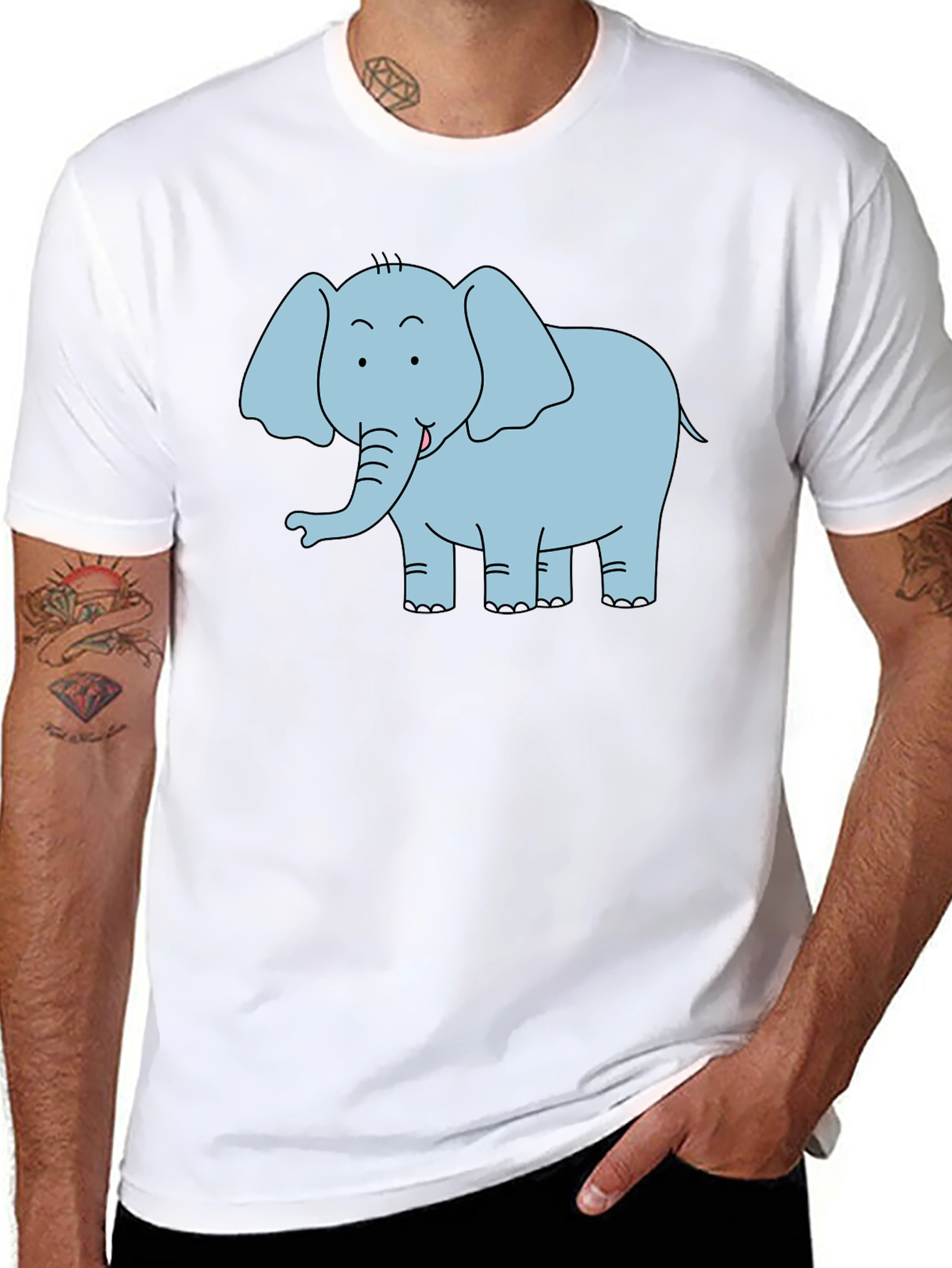 Cute Elephant Graphic T-Shirt - Black Unisex Tee