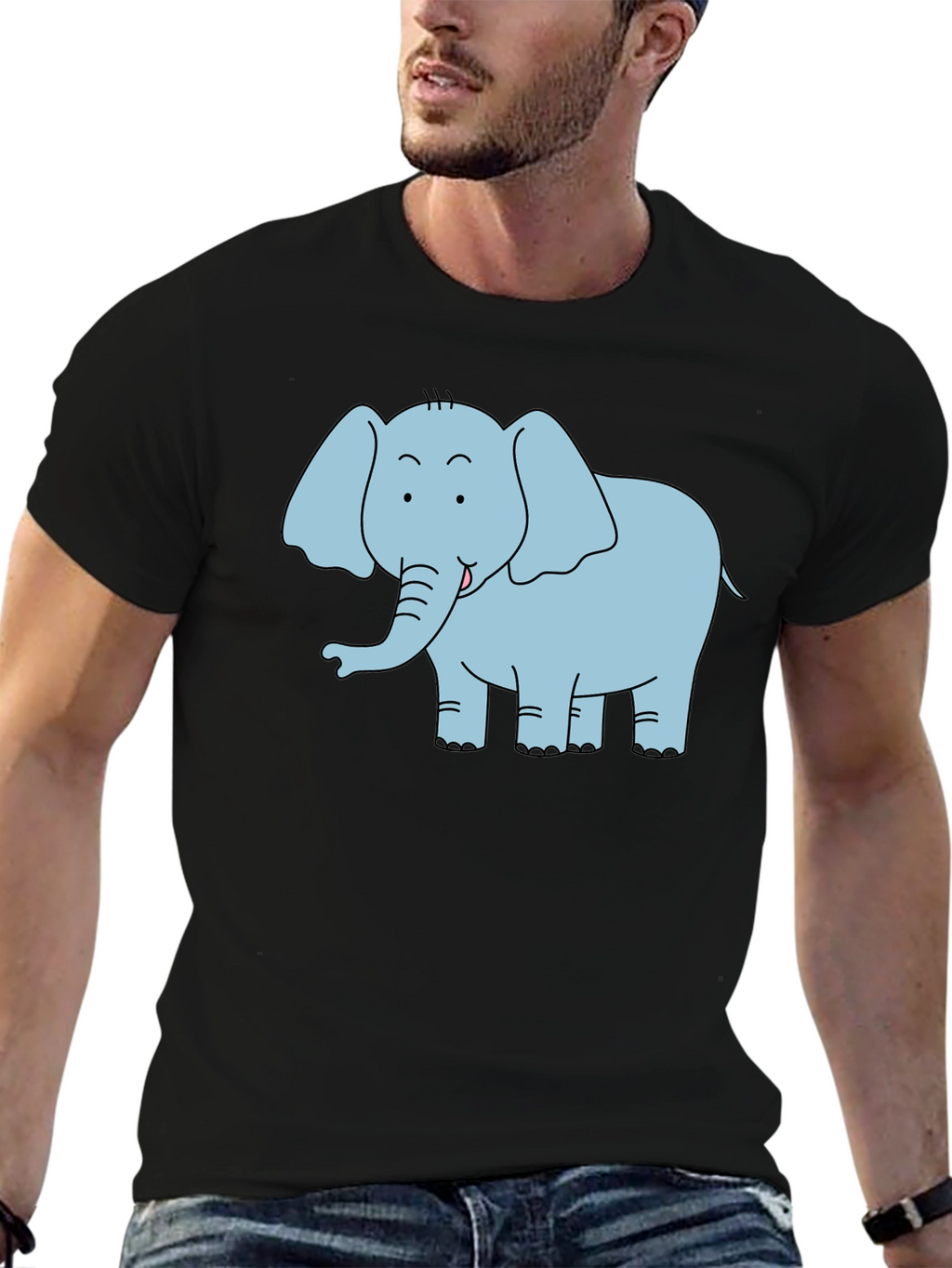Cute Elephant Graphic T-Shirt - Black Unisex Tee