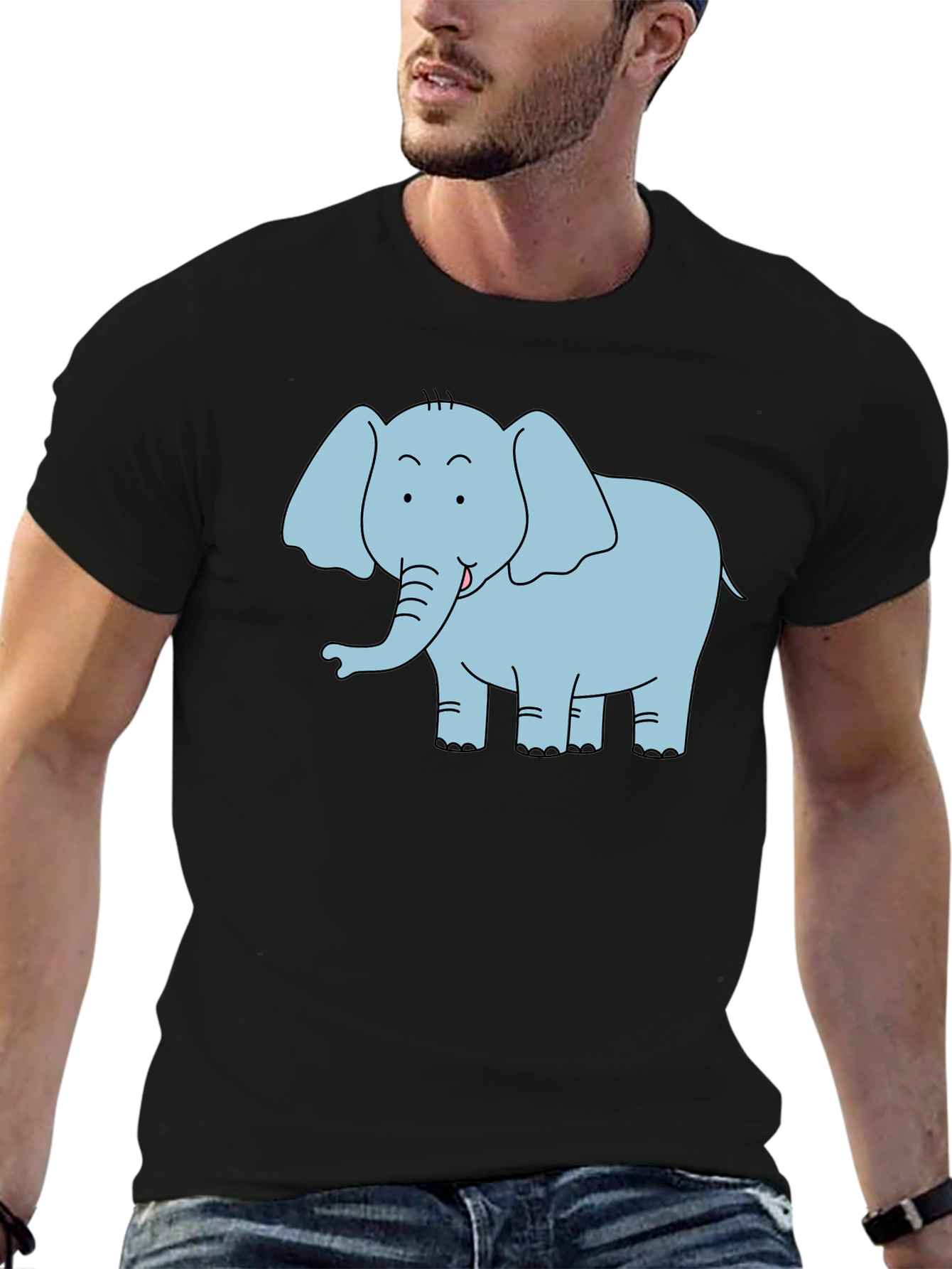 Cute Elephant Graphic T-Shirt - Black Unisex Tee