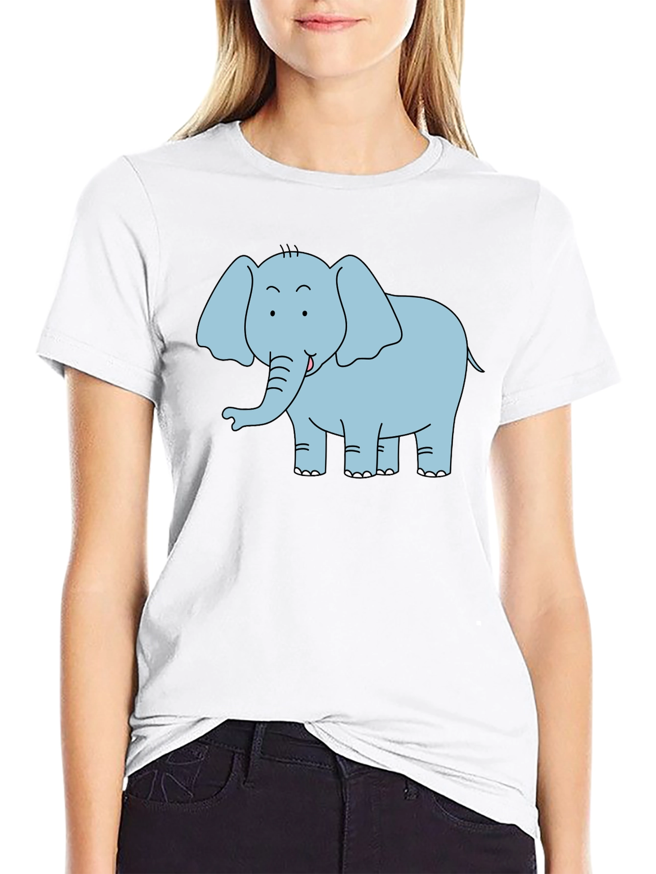 Cute Elephant Graphic T-Shirt - Black Unisex Tee