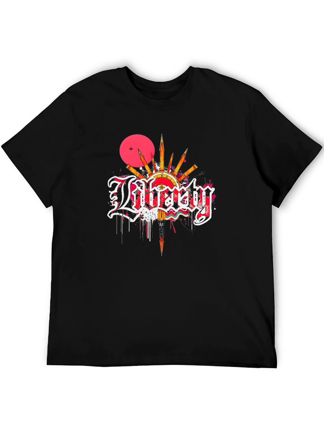 Liberty Graphic Print Black T-Shirt