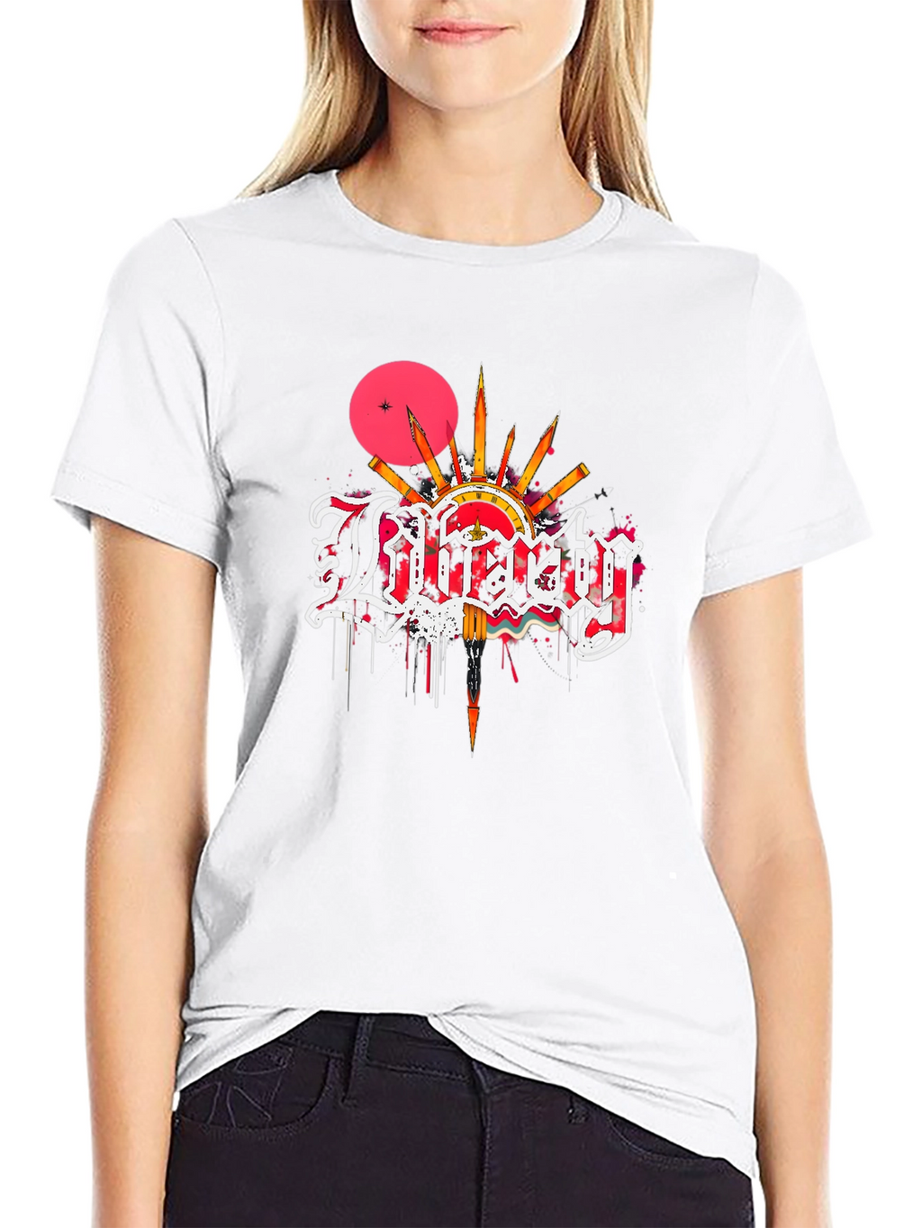 Liberty Graphic Print Black T-Shirt