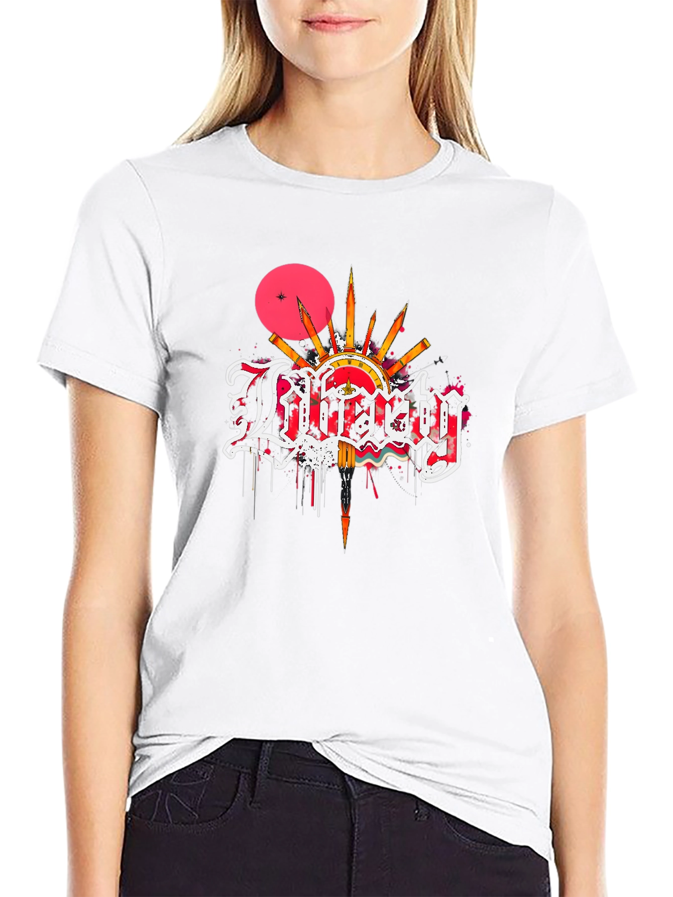 Liberty Graphic Print Black T-Shirt