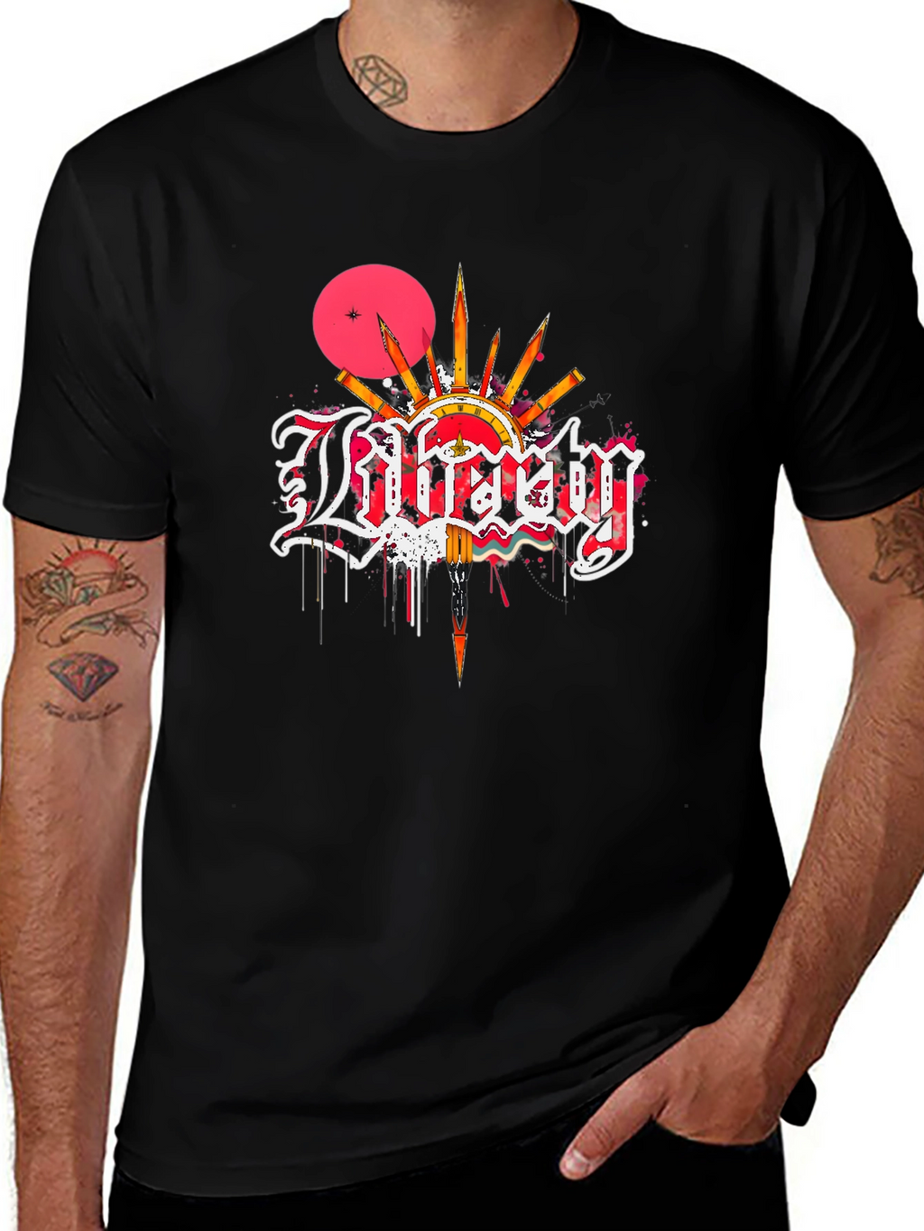 Liberty Graphic Print Black T-Shirt