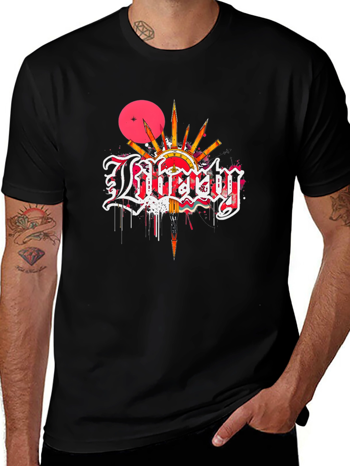 Liberty Graphic Print Black T-Shirt