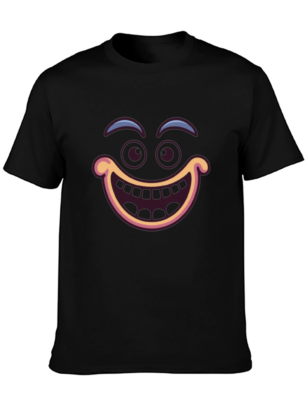 Funny Cartoon Face Black T-Shirt
