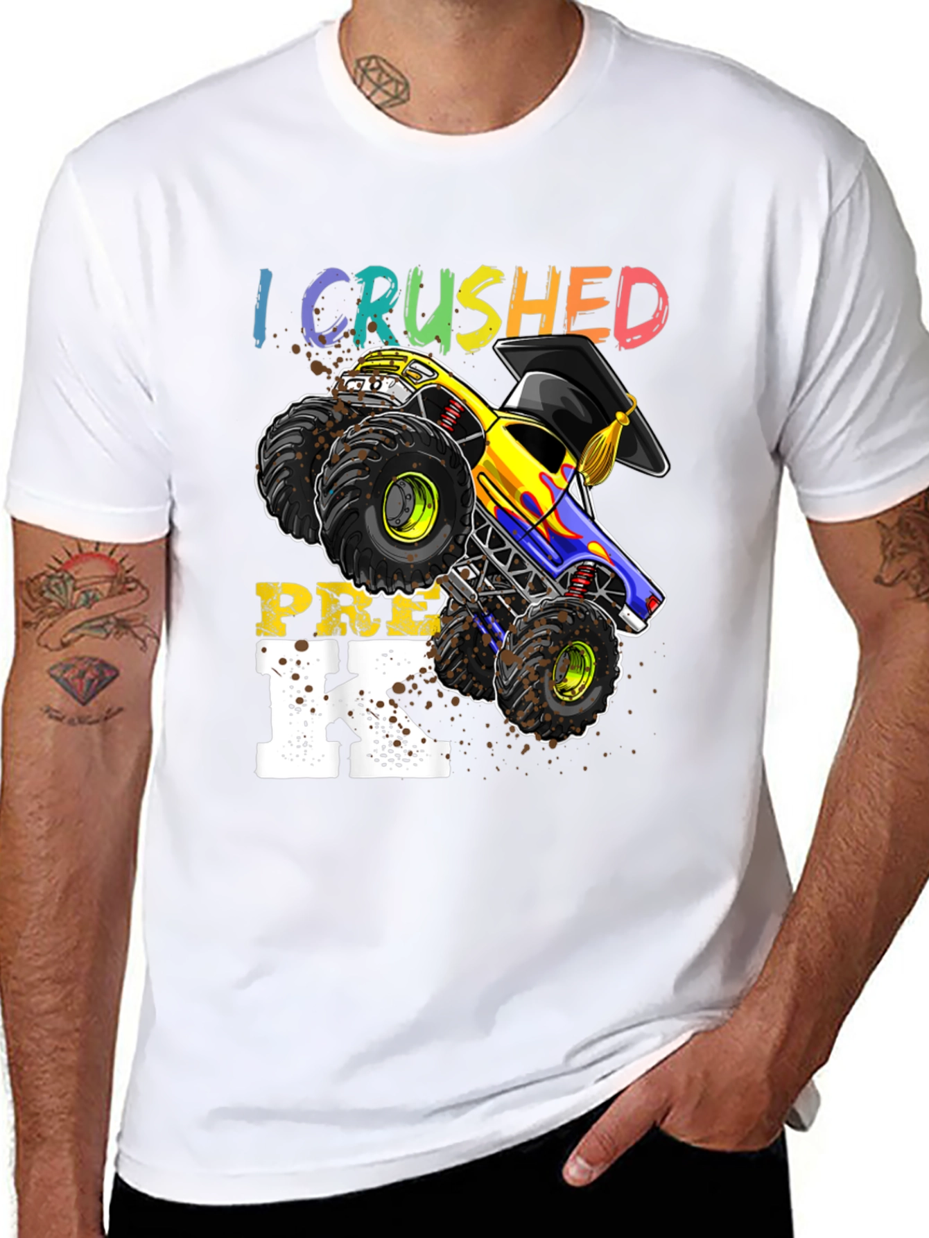 Crushed Pre-K Monster Truck Graduation T-Shirt