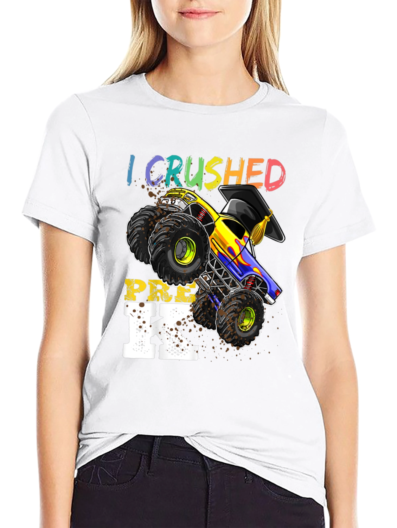 Crushed Pre-K Monster Truck Graduation T-Shirt