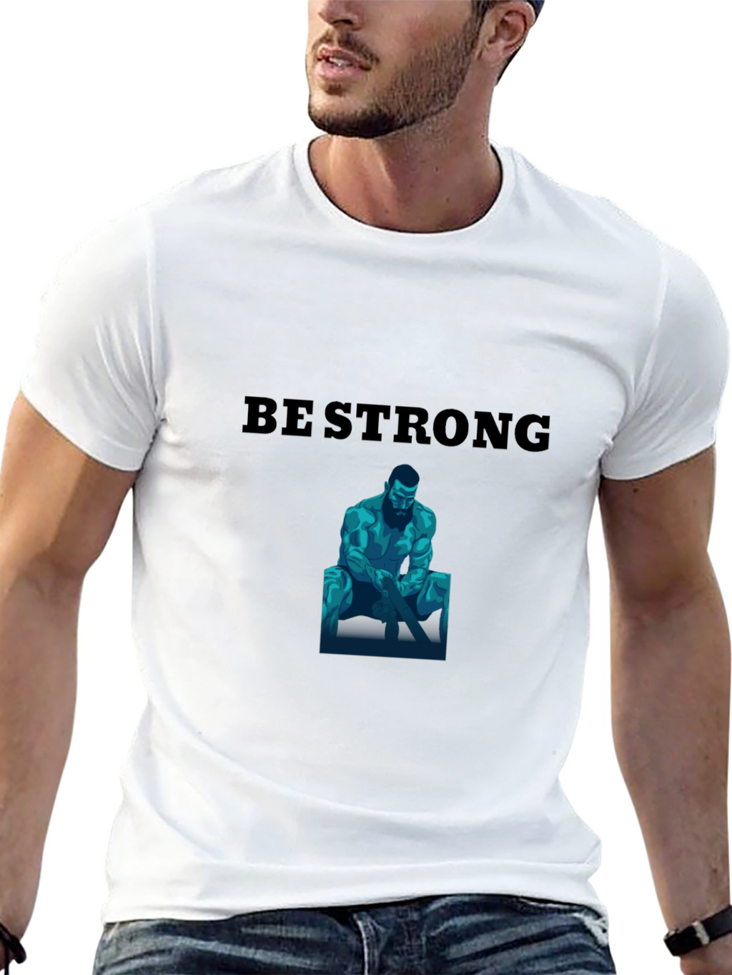 Be Strong Graphic Print Black T-Shirt