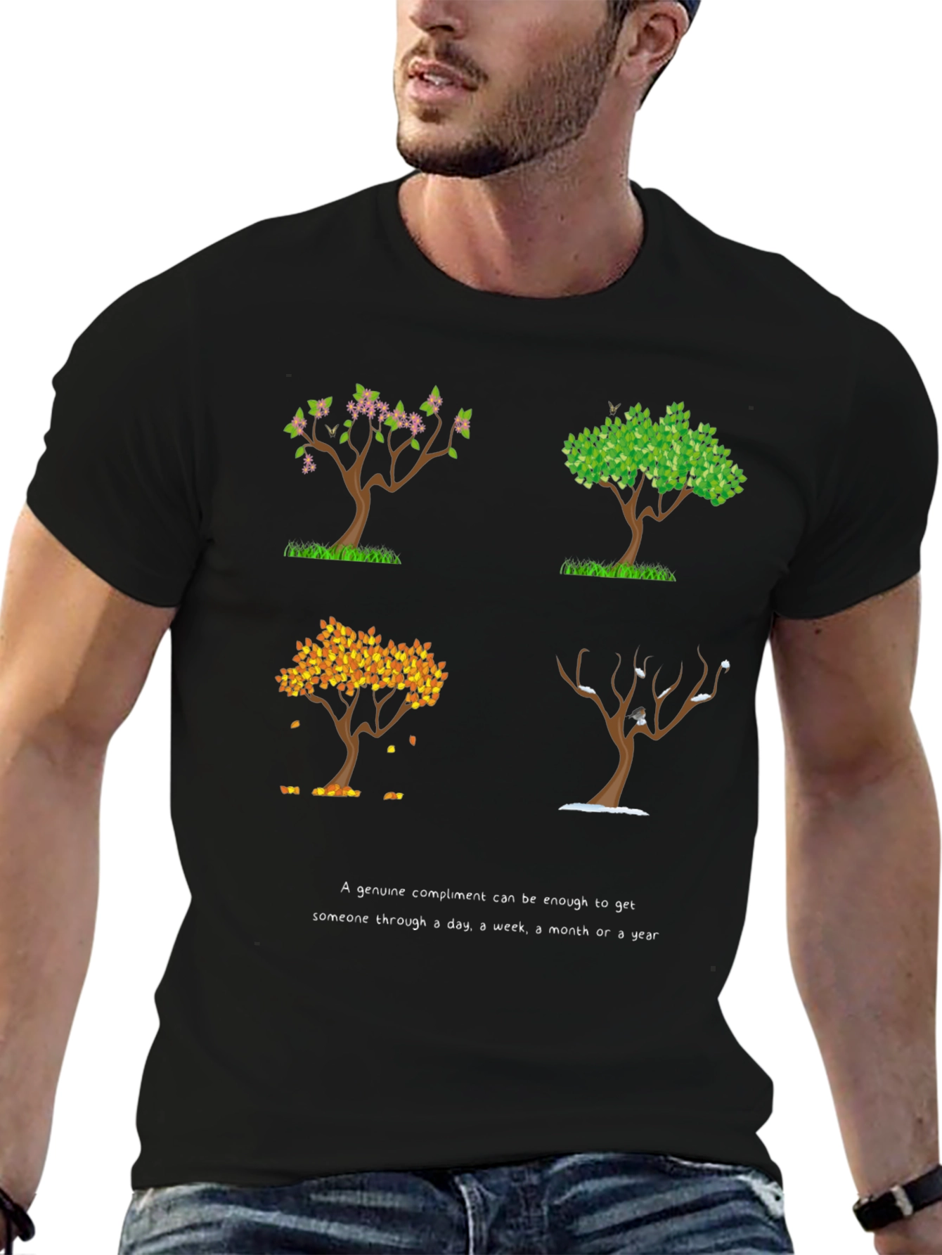 Four Seasons Tree Graphic T-Shirt - Compliment Reminder