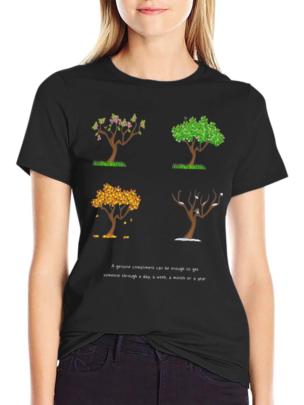 Four Seasons Tree Graphic T-Shirt - Compliment Reminder