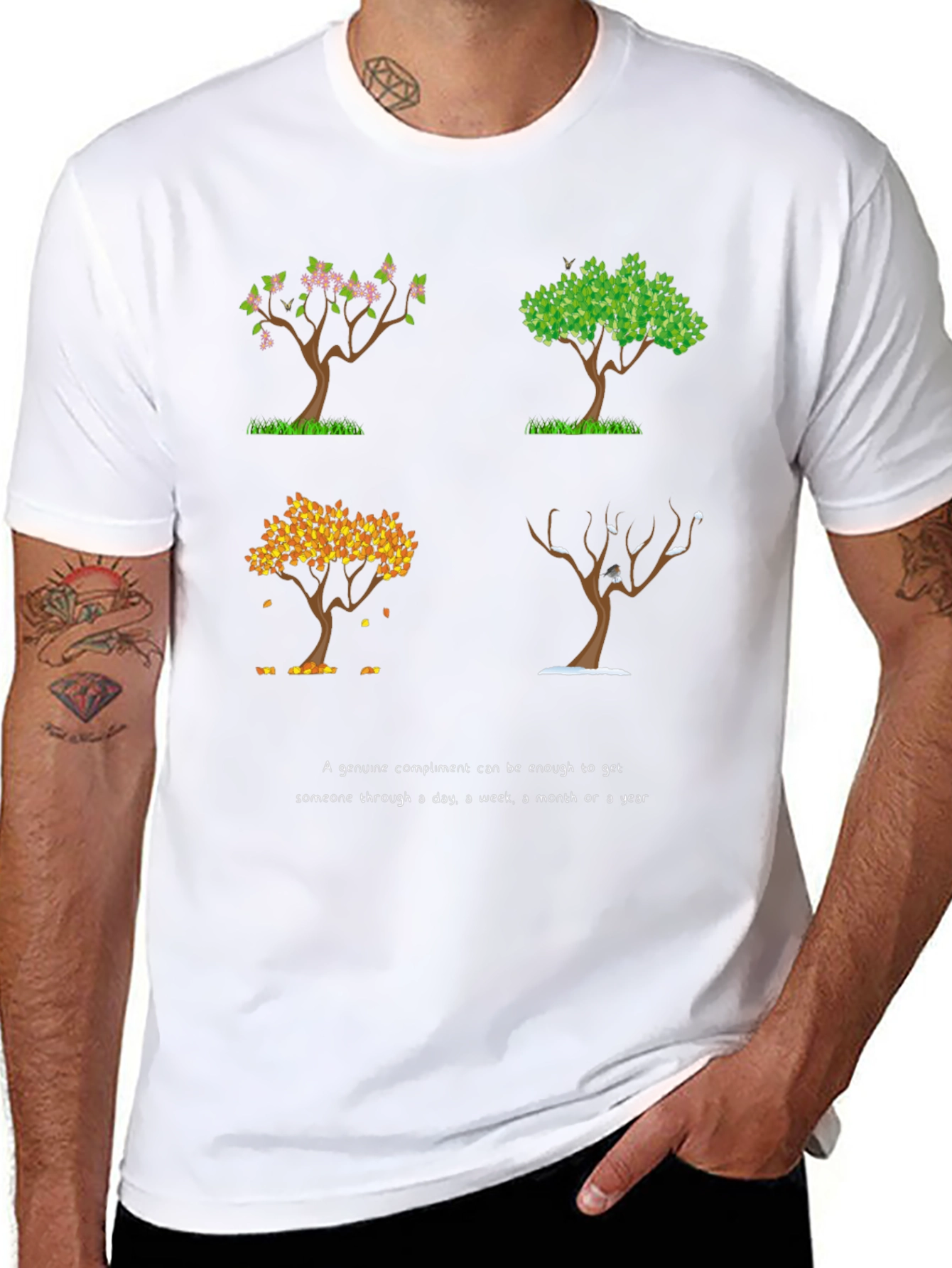 Four Seasons Tree Graphic T-Shirt - Compliment Reminder
