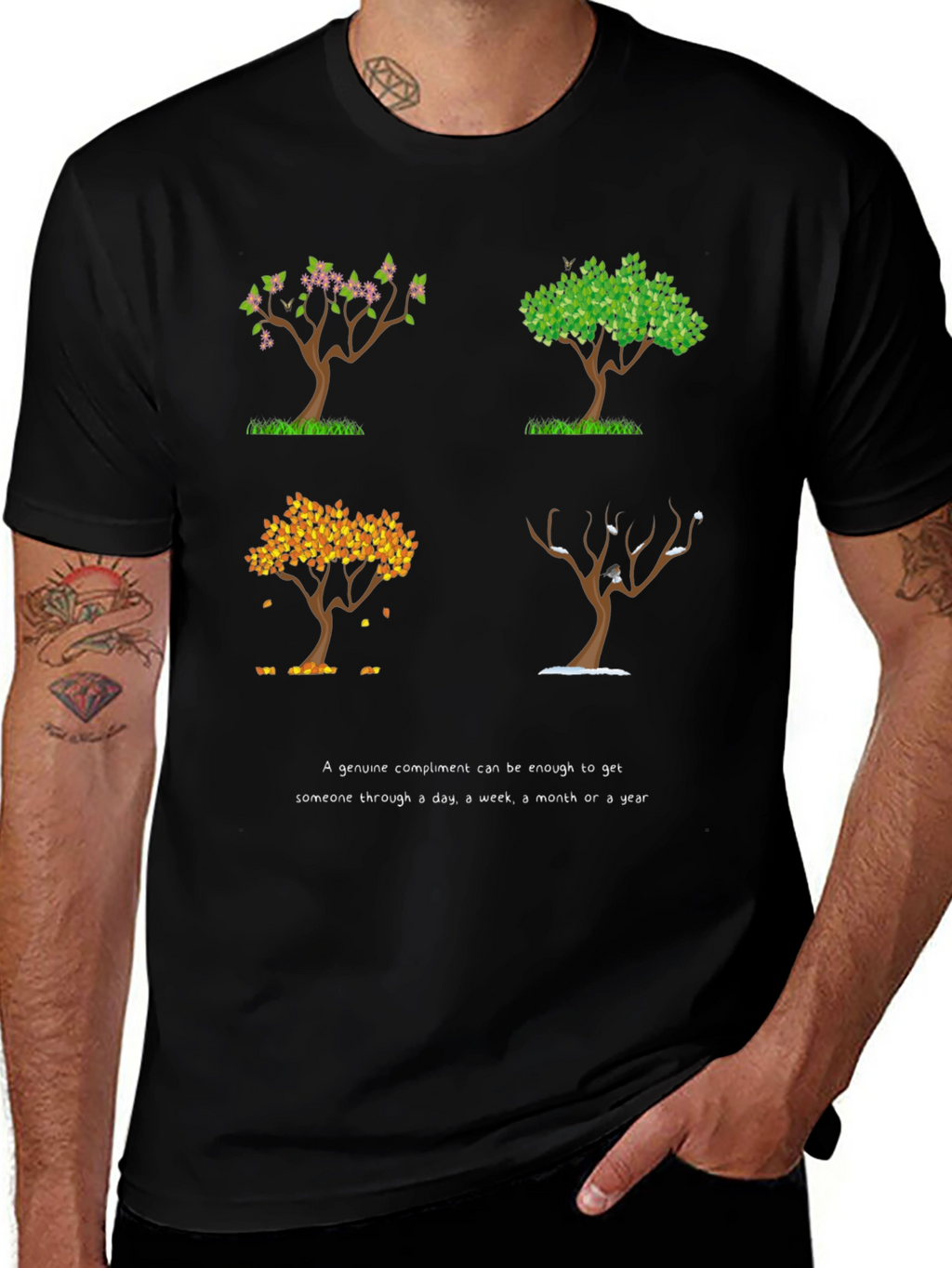 Four Seasons Tree Graphic T-Shirt - Compliment Reminder