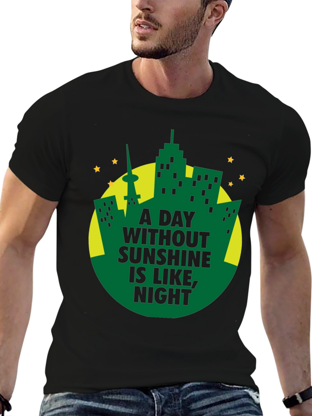 A Day Without Sunshine Mens Black T-Shirt