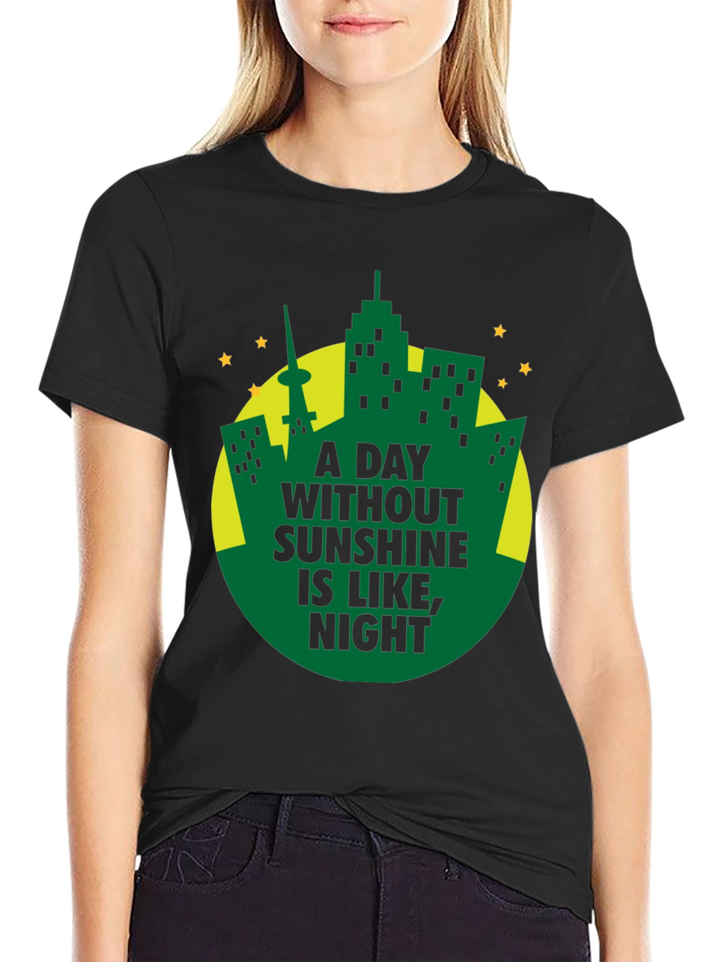 A Day Without Sunshine Mens Black T-Shirt