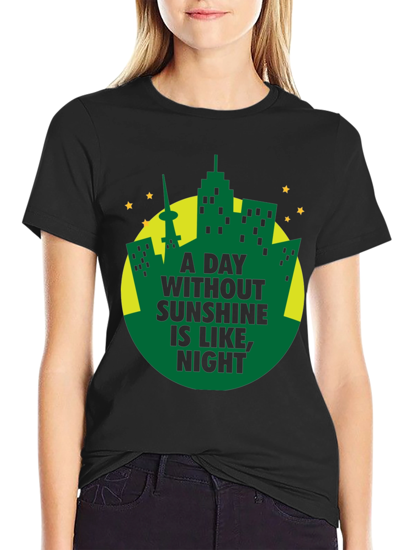 A Day Without Sunshine Mens Black T-Shirt