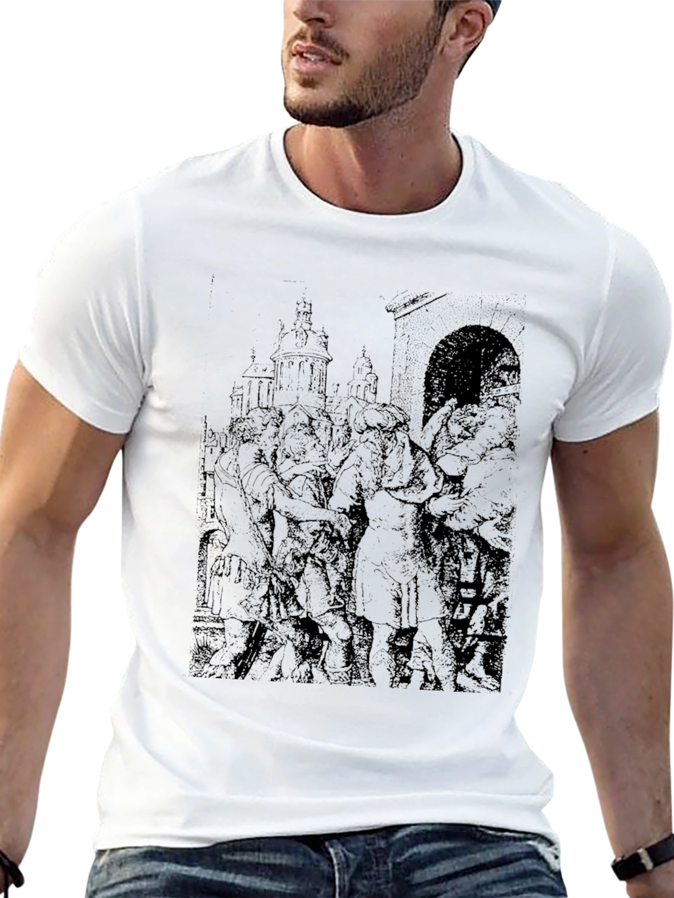 Intricate Black Graphic Print Tee