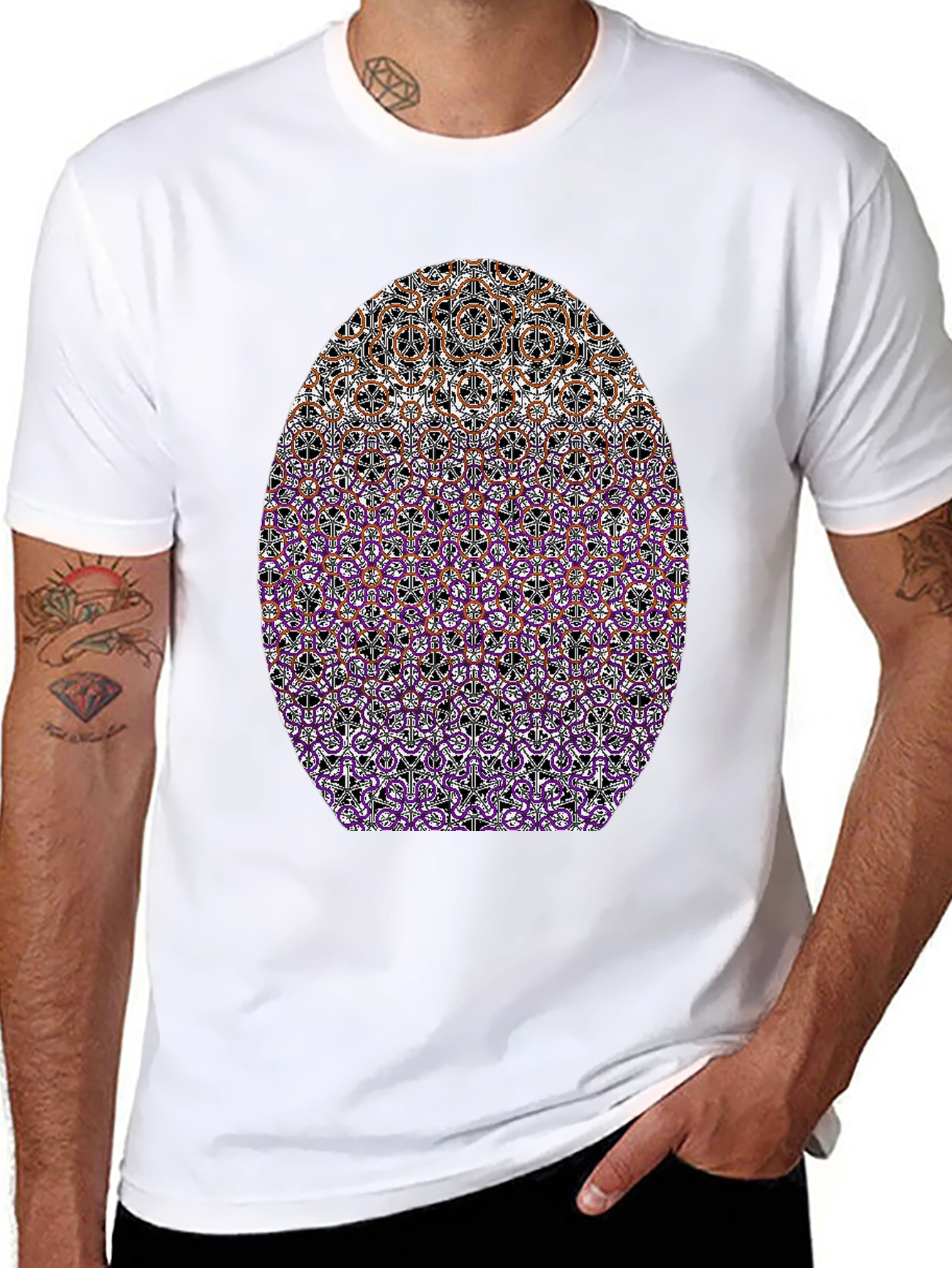 Abstract Pattern Tee - Black Crewneck Graphic T-Shirt