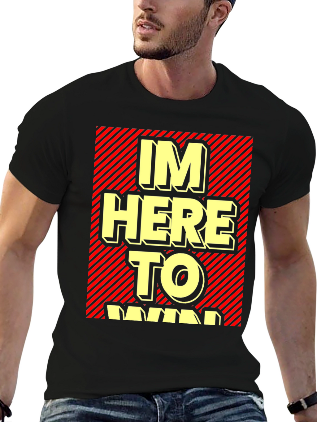 Im Here to Win Graphic T-Shirt - Black