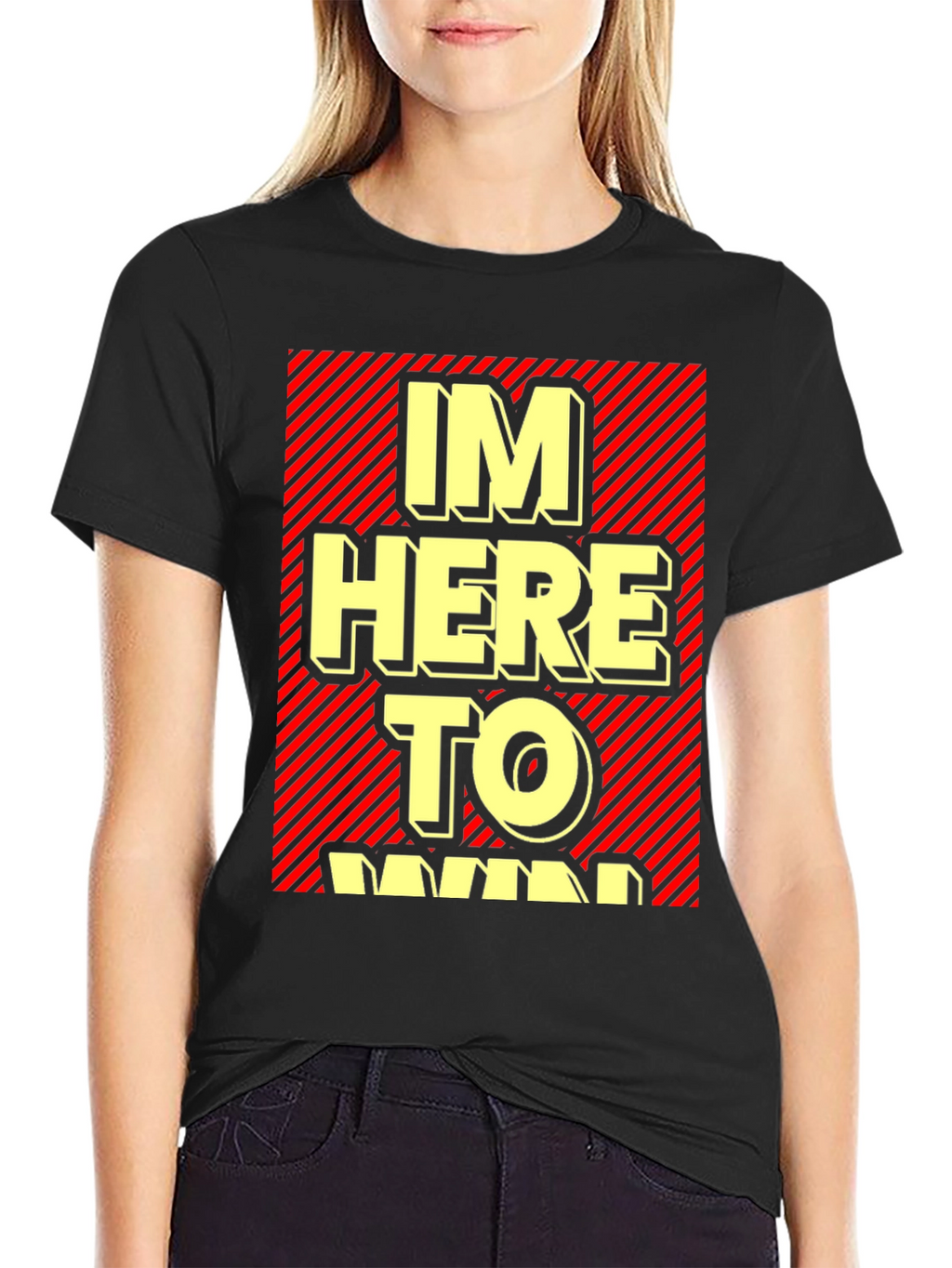 Im Here to Win Graphic T-Shirt - Black