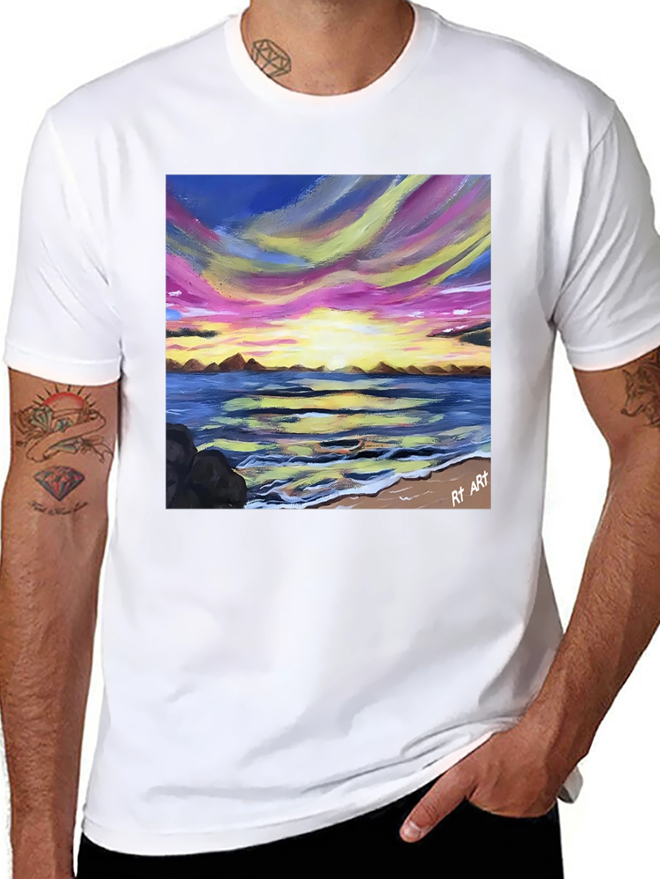 Sunset Beach Painting T-Shirt