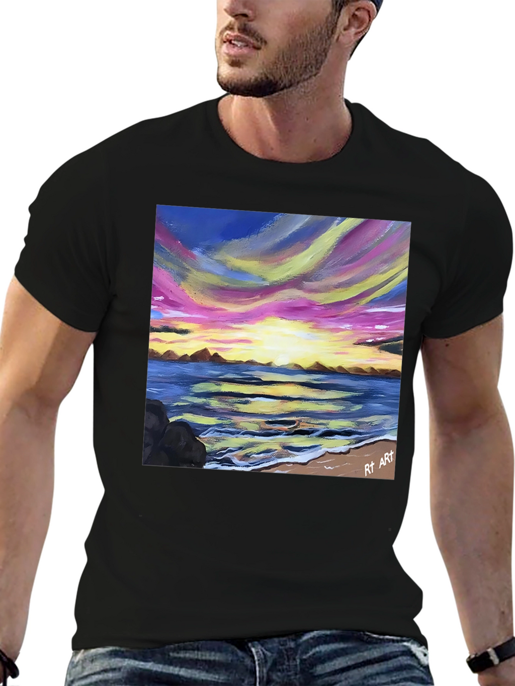 Sunset Beach Painting T-Shirt