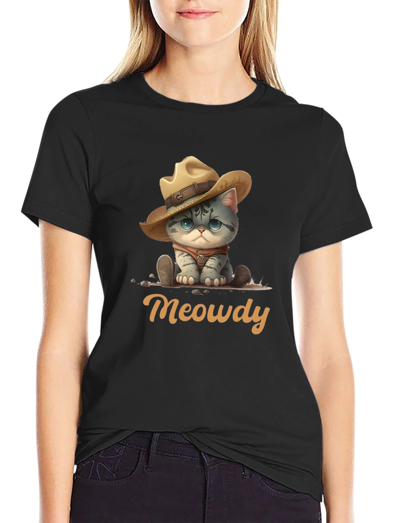 Meowdy Cat Cowboy Graphic T-Shirt