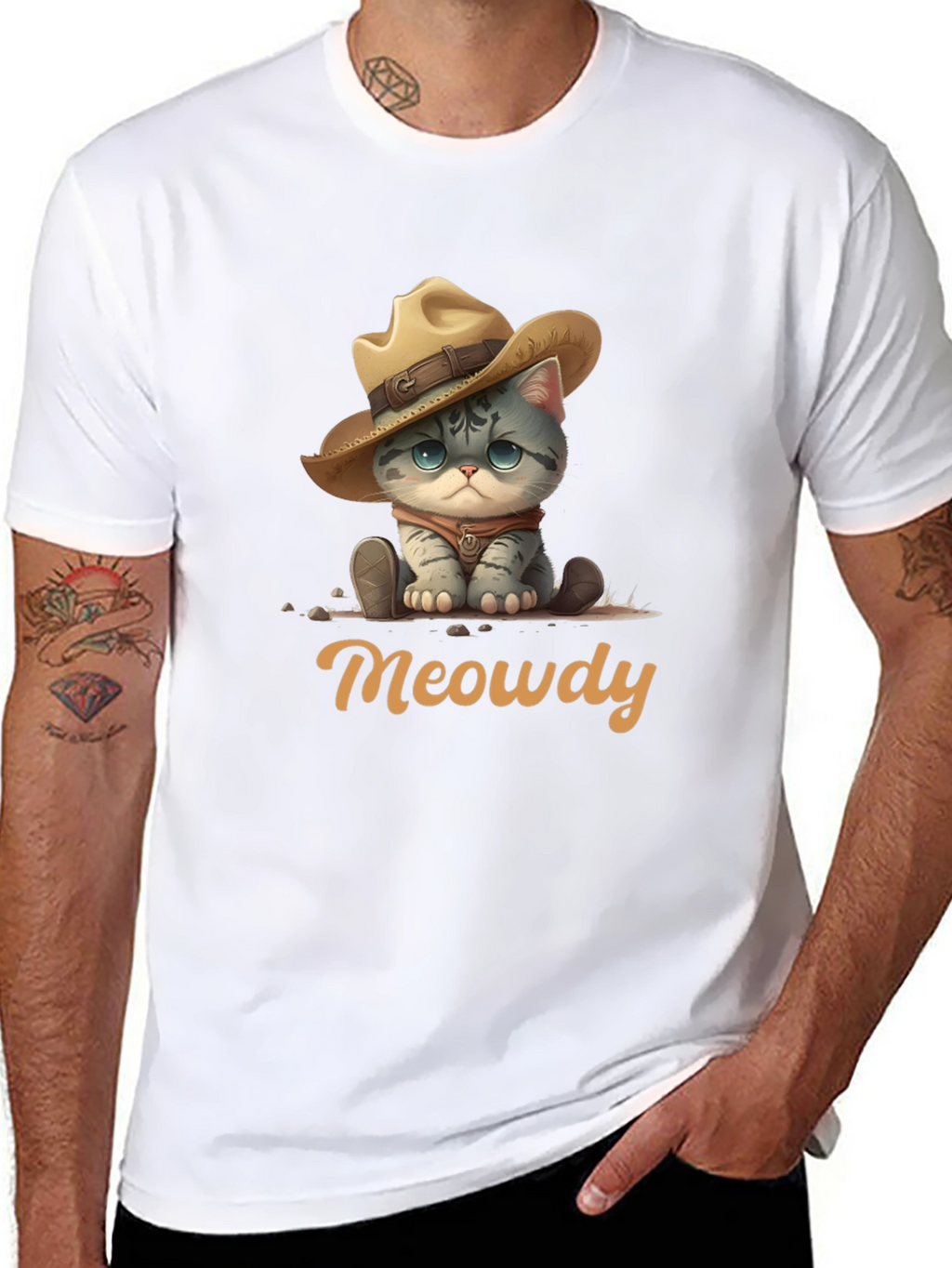 Meowdy Cat Cowboy Graphic T-Shirt