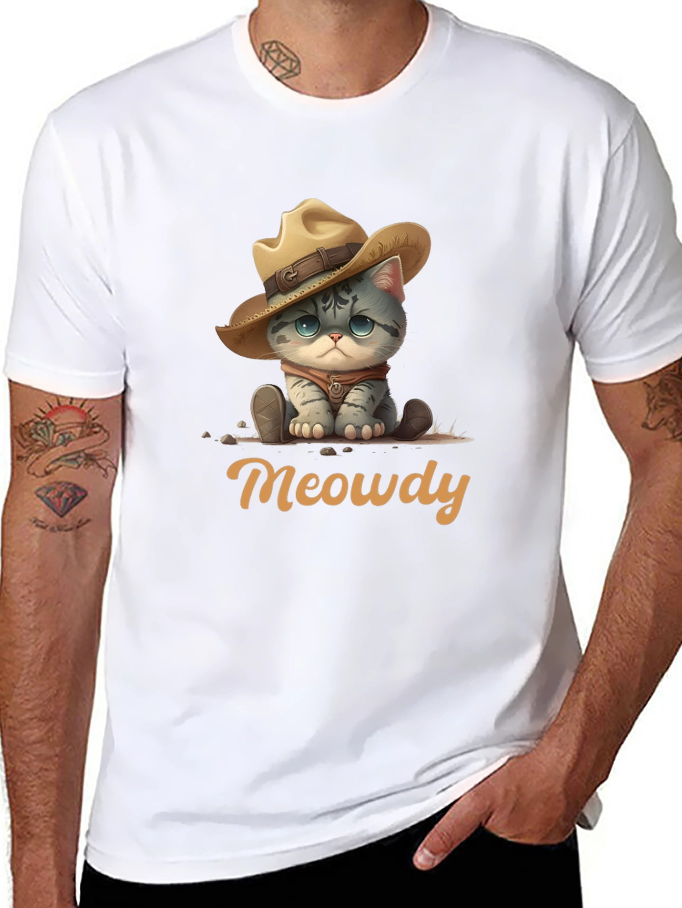 Meowdy Cat Cowboy Graphic T-Shirt