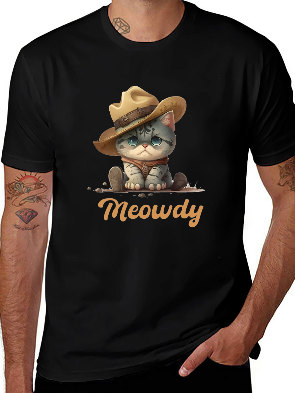 Meowdy Cat Cowboy Graphic T-Shirt