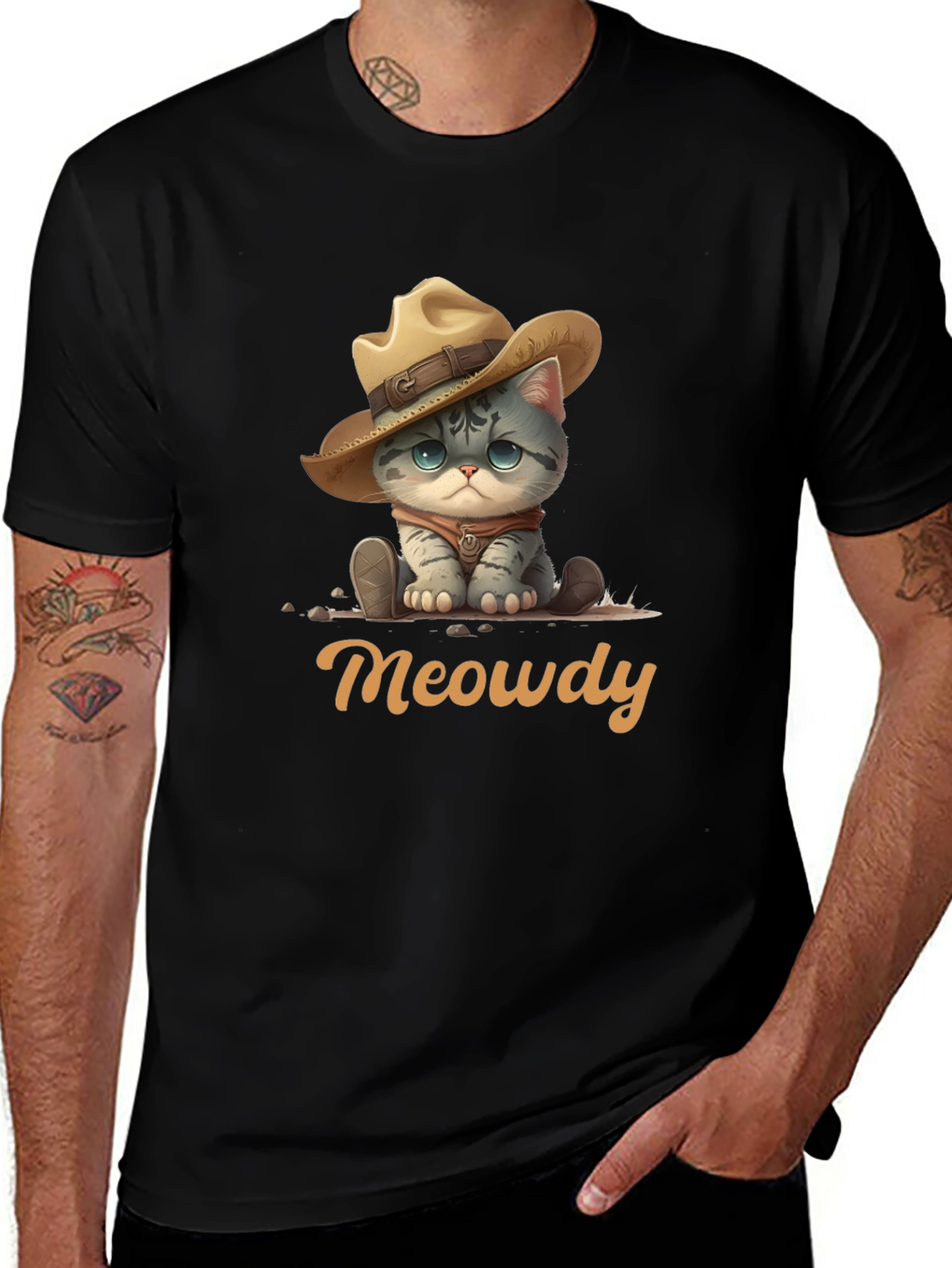 Meowdy Cat Cowboy Graphic T-Shirt