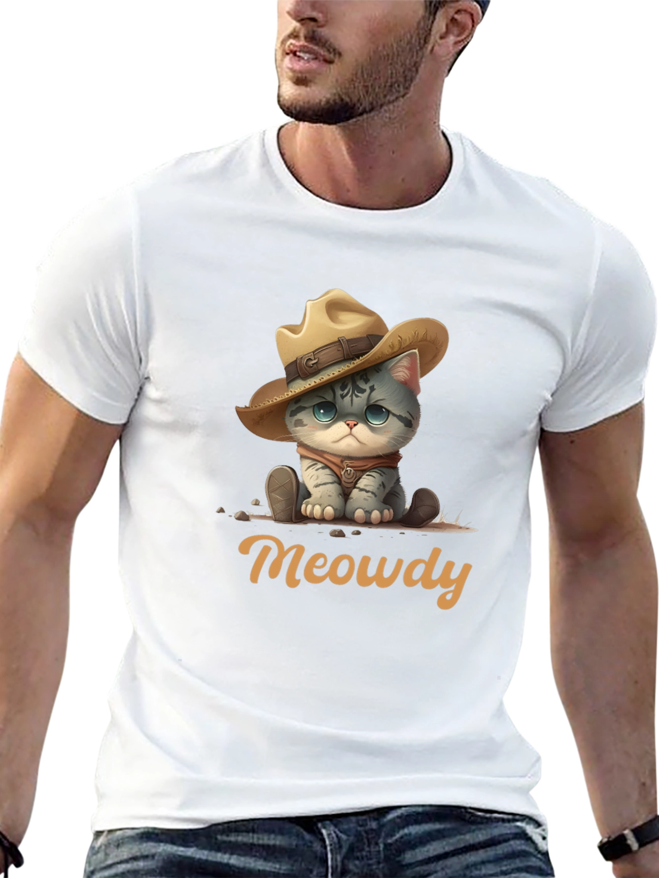 Meowdy Cat Cowboy Graphic T-Shirt