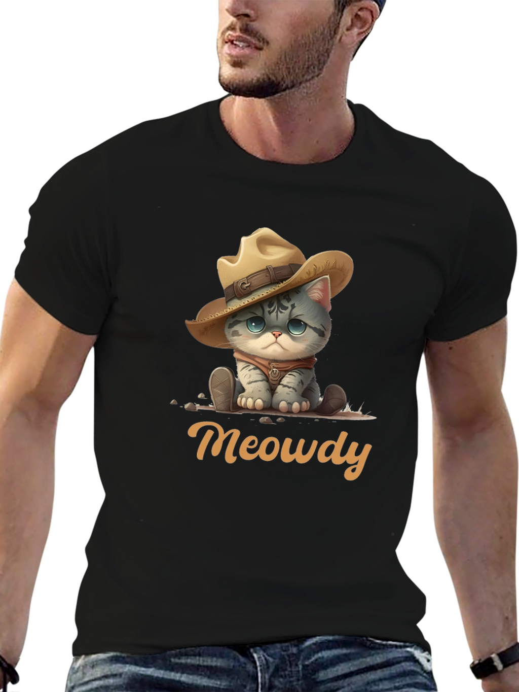 Meowdy Cat Cowboy Graphic T-Shirt