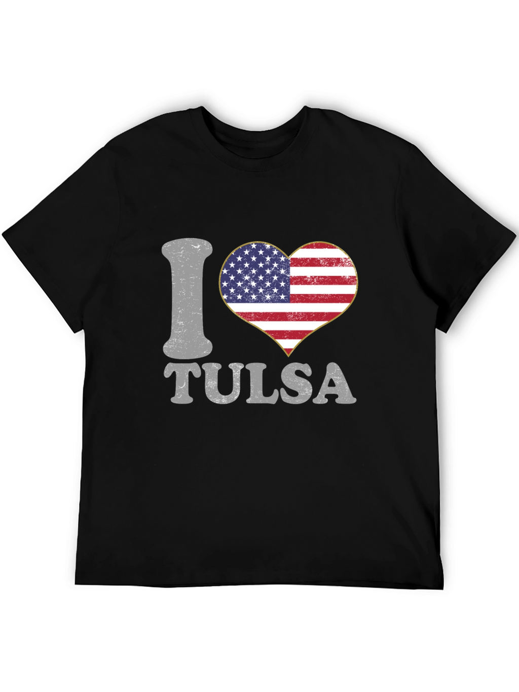 I Love Tulsa American Flag Heart Graphic T-Shirt