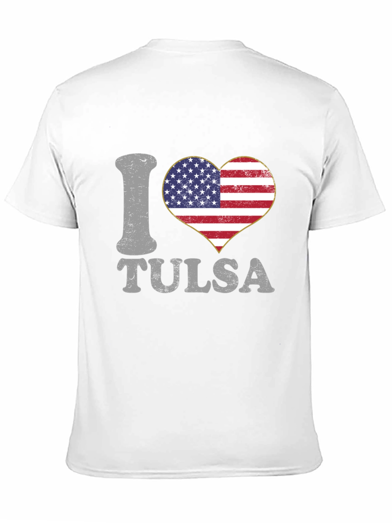 I Love Tulsa American Flag Heart Graphic T-Shirt