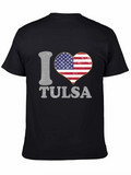I Love Tulsa American Flag Heart Graphic T-Shirt