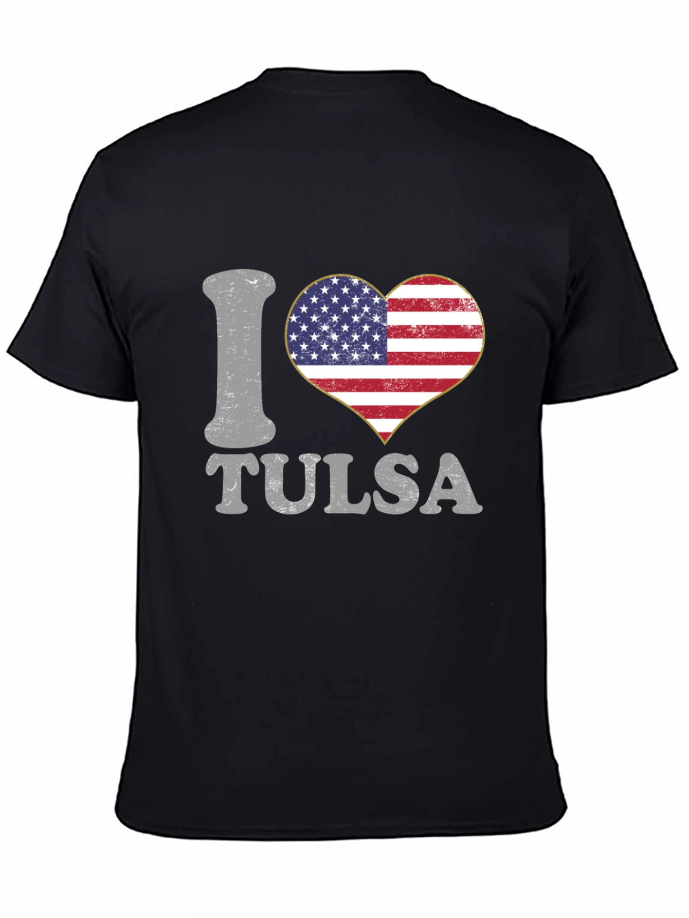 I Love Tulsa American Flag Heart Graphic T-Shirt