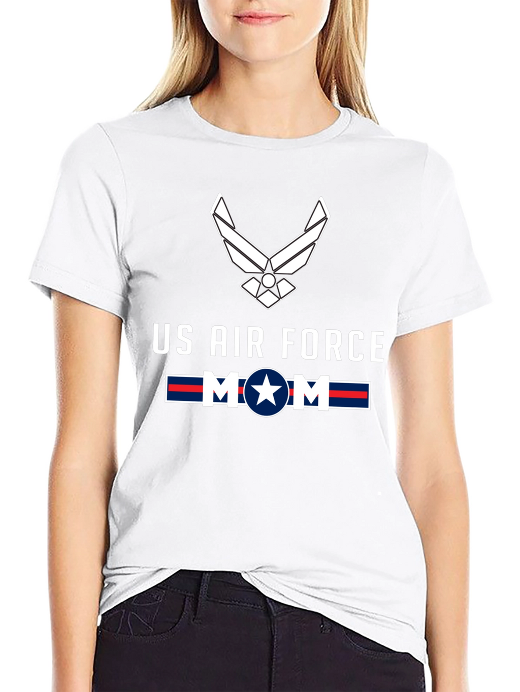 US Air Force Mom Graphic Tee - Black