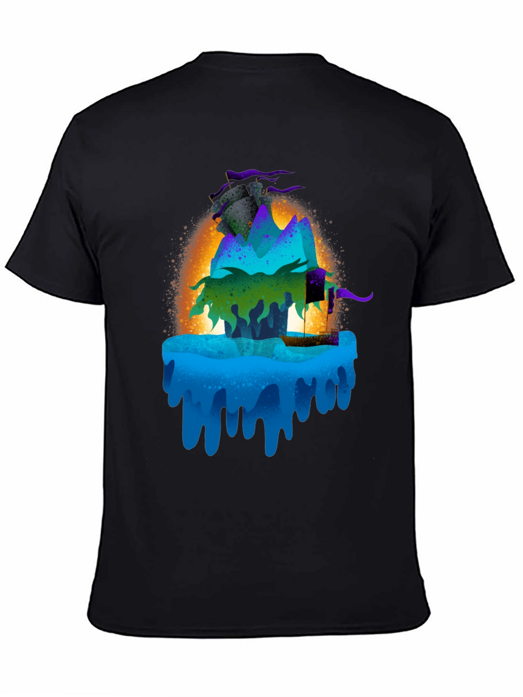 Mystic Island Graphic Tee - Black Cotton Blend