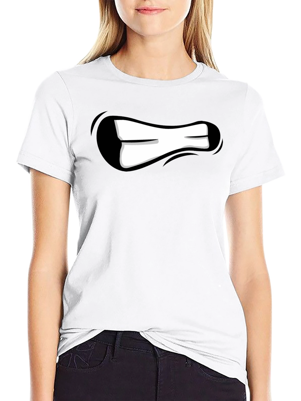 Cartoon Mouth Graphic Black T-Shirt
