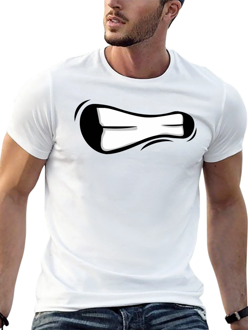 Cartoon Mouth Graphic Black T-Shirt