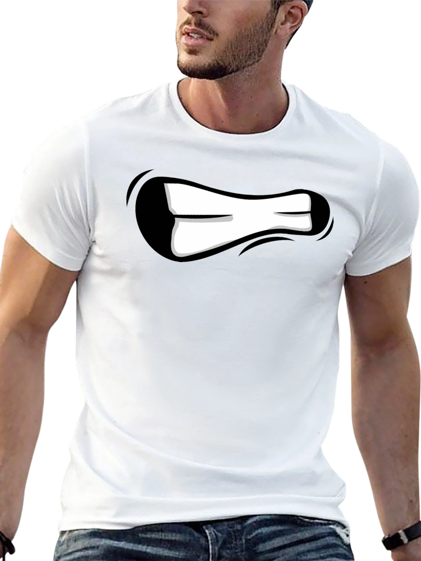 Cartoon Mouth Graphic Black T-Shirt