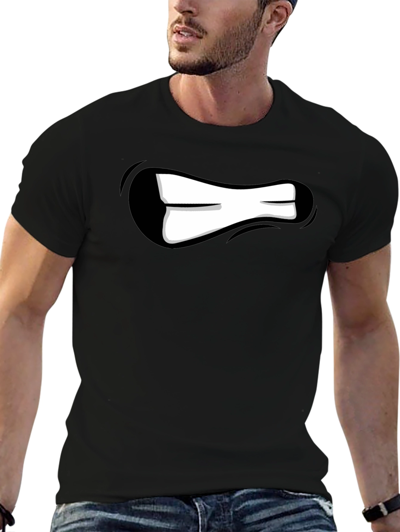 Cartoon Mouth Graphic Black T-Shirt