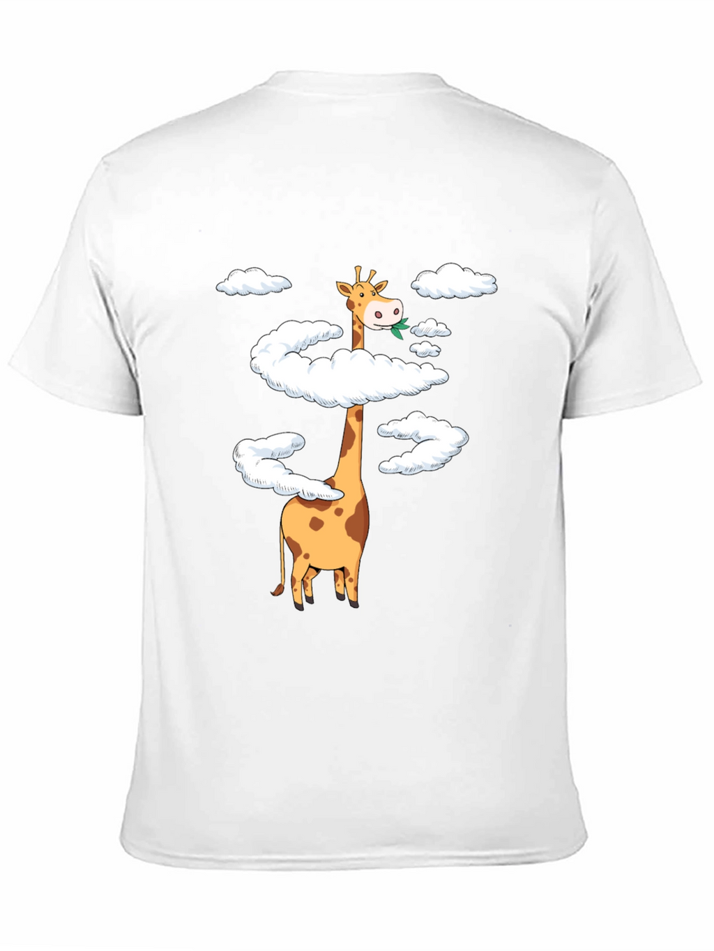 Giraffe in Clouds Graphic Tee - Black Cotton T-Shirt